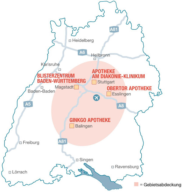 Scheuerle Pharmazie - Gebietsabdeckung